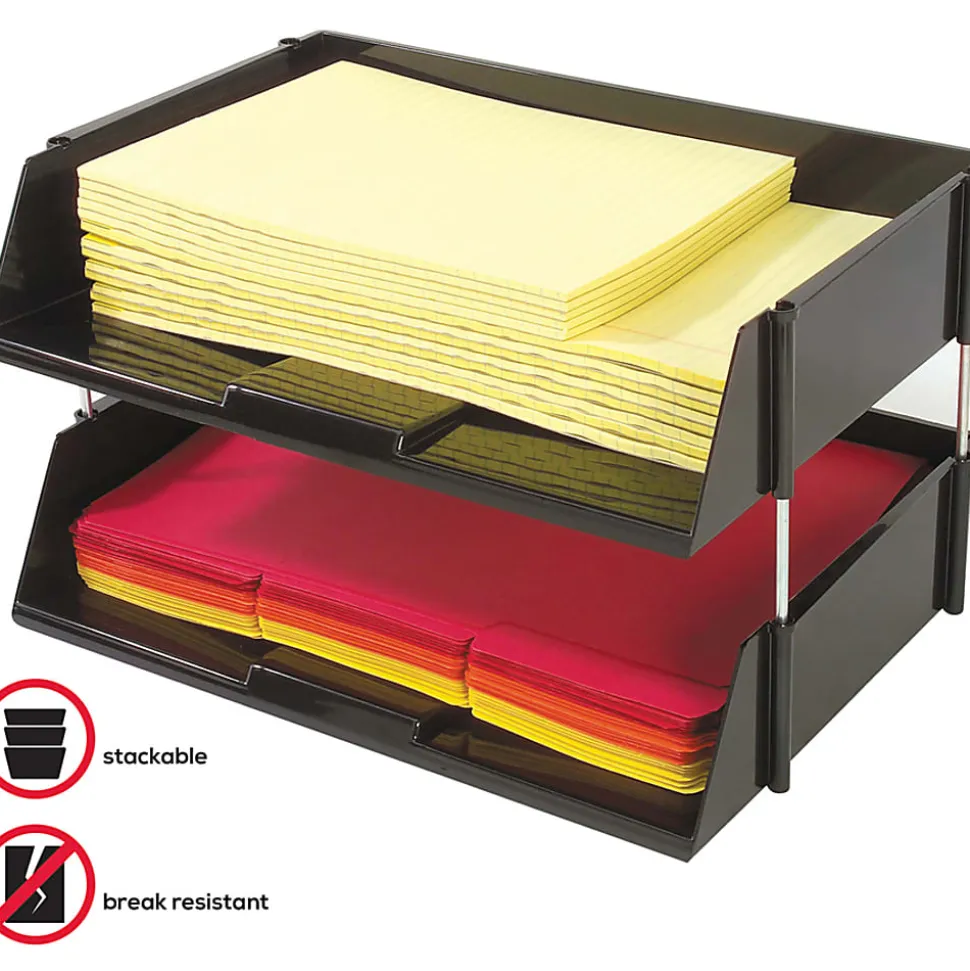 Deflecto Heavy-Duty Side-Loading Letter Tray, 3 1/4"H x 16 1/4"W x 11 3/16"D, Black