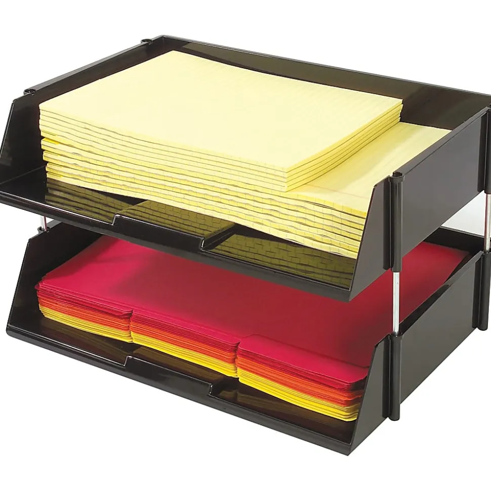 Deflecto Heavy-Duty Side-Loading Letter Tray, 3 1/4"H x 16 1/4"W x 11 3/16"D, Black