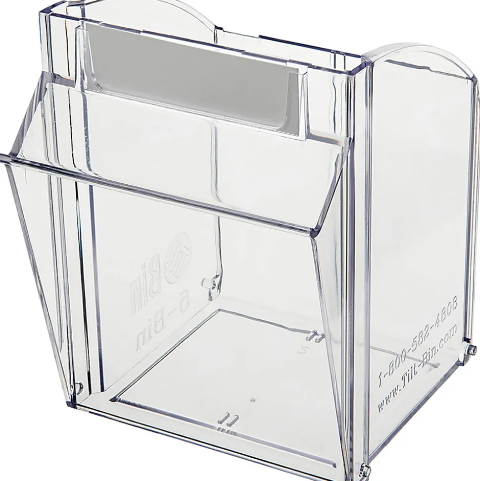 Deflecto Interlocking Horizontal Tilt Bin, 5 Bins, Small Size, 3 3/10" x 23 5/8" x 3 5/8", White/Clear
