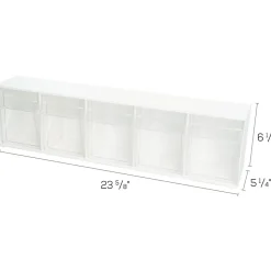 Deflecto Interlocking Horizontal Tilt Bin, 5 Bins, Small Size, 3 3/10