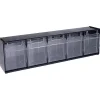 Deflecto Interlocking Horizontal Tilt Bin, 5 Bins, Small Size, 5 1/4" x 23 5/8" x 6 1/2", Black/Clear