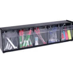 Deflecto Interlocking Horizontal Tilt Bin, 5 Bins, Small Size, 5 1/4