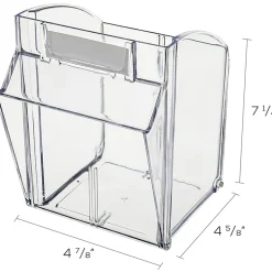 Deflecto Interlocking Horizontal Tilt Bin, 4 Bins, Medium Size, 8 1/8" x 23 5/8" x 6 5/8", Black/Clear