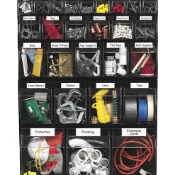 Deflecto Interlocking Horizontal Tilt Bin, 4 Bins, Medium Size, 8 1/8" x 23 5/8" x 6 5/8", Black/Clear