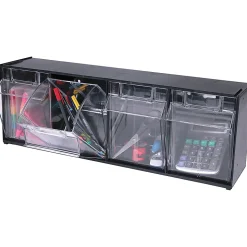 Deflecto Interlocking Horizontal Tilt Bin, 4 Bins, Medium Size, 8 1/8