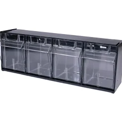 Deflecto Interlocking Horizontal Tilt Bin, 4 Bins, Medium Size, 8 1/8