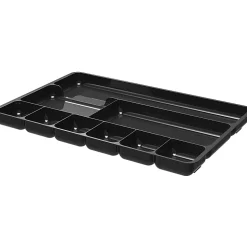 Deflecto Plastic Desk Drawer Organizer, 1"H x 14"W x 9"D, Black
