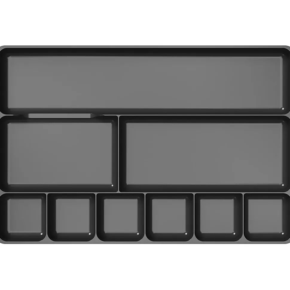 Deflecto Plastic Desk Drawer Organizer, 1"H x 14"W x 9"D, Black