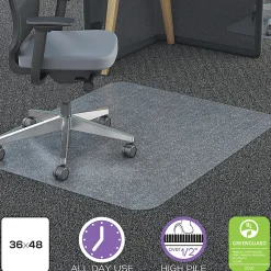 Deflecto Polycarbonate Chair Mat For Pile Carpets, Rectangular, 36