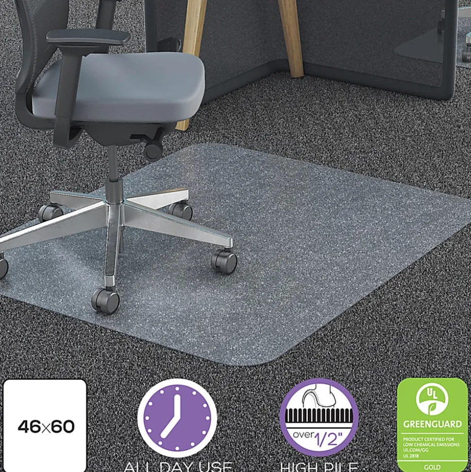 Deflecto Polycarbonate Chair Mat For Pile Carpets, 46"W x 60"D, Clear