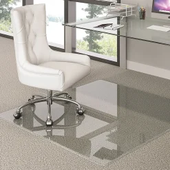 Deflecto Premium Glass Chairmat With Beveled Edge, For All Pile Carpets, 36"W x 46"D