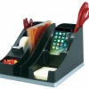 Deflecto Silouettes All-in-One Caddy - 6 Compartment(s) - 5.19" x 8.13"x 9.13" Depth - Desktop - Cable Management, Removable Divider - Silver - 1 Each