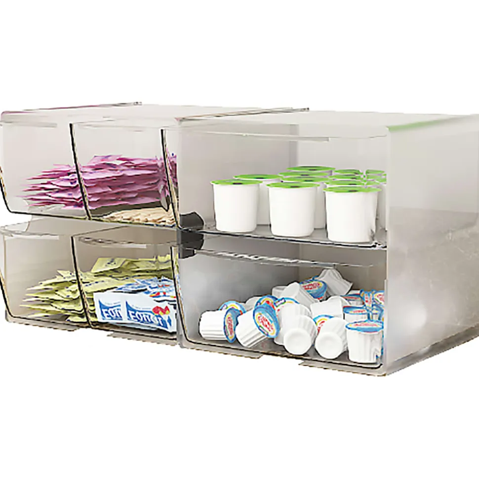 Deflecto Stackable Cube With 2 Drawers, 6"H x 6"W x 7 1/8"D, Clear