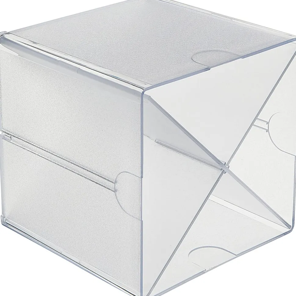 Deflecto Stackable Cube With X Divider, 6"H x 6"W x 6"D, Clear