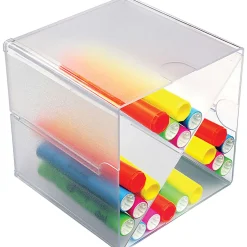 Deflecto Stackable Cube With X Divider, 6"H x 6"W x 6"D, Clear