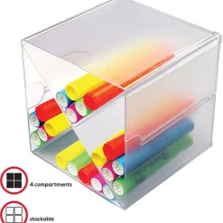 Deflecto Stackable Cube With X Divider, 6