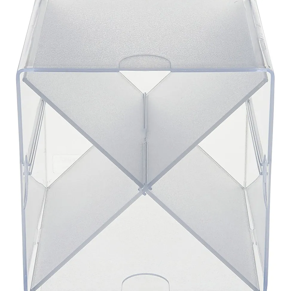 Deflecto Stackable Cube With X Divider, 6"H x 6"W x 6"D, Clear