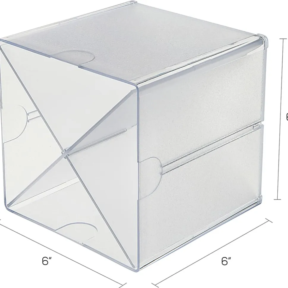 Deflecto Stackable Cube With X Divider, 6"H x 6"W x 6"D, Clear