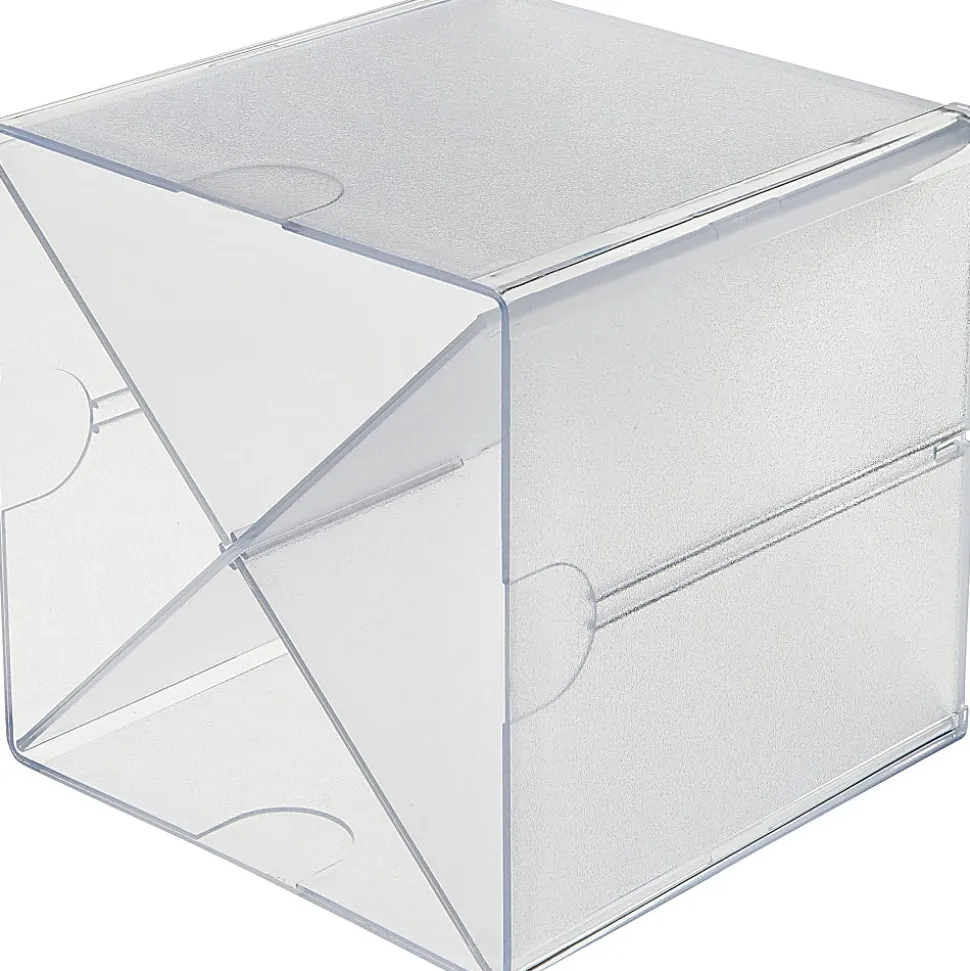 Deflecto Stackable Cube With X Divider, 6"H x 6"W x 6"D, Clear