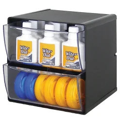 Deflecto Stackable Cube With 2 Drawers, 6"H x 6"W x 6"D, Black
