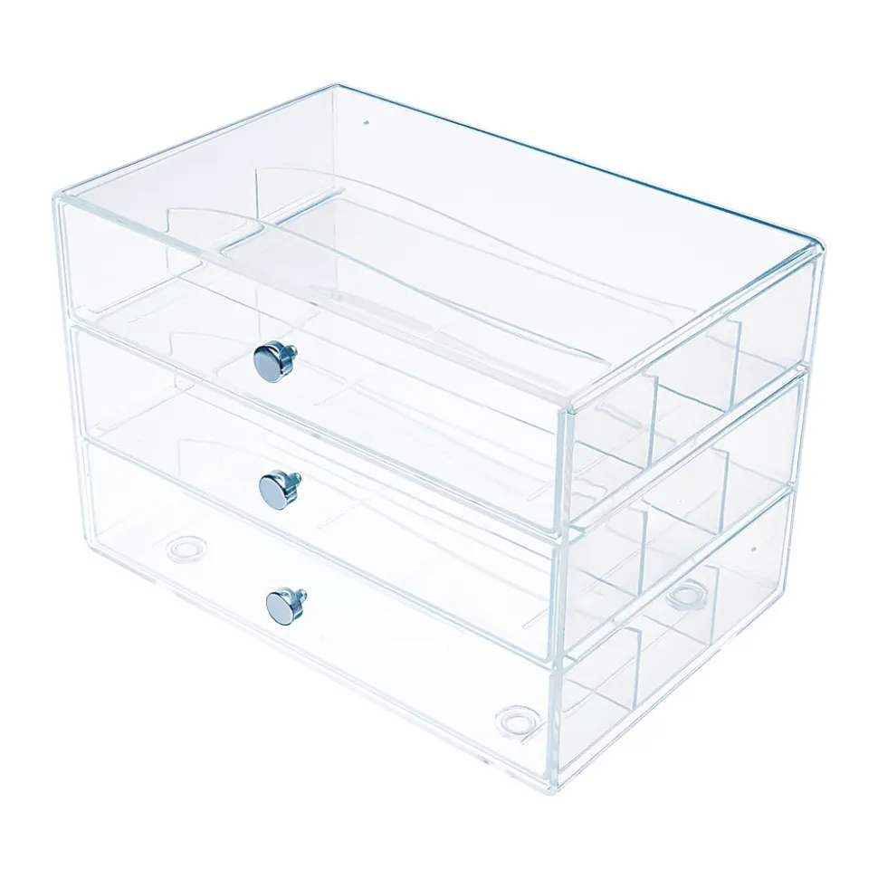Deflecto Stackable Drawer Organizer, 6-13/16"H x 12-1/2"W x 12-1/2"D, Clear