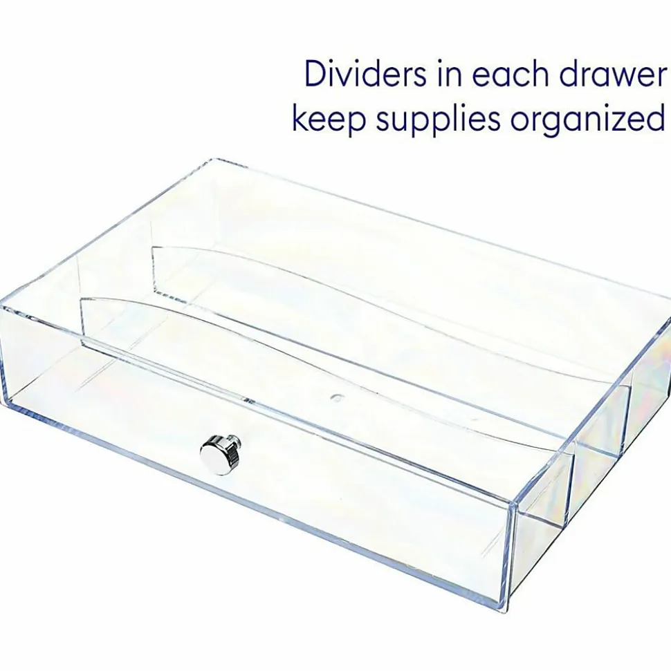 Deflecto Stackable Drawer Organizer, 6-13/16"H x 12-1/2"W x 12-1/2"D, Clear