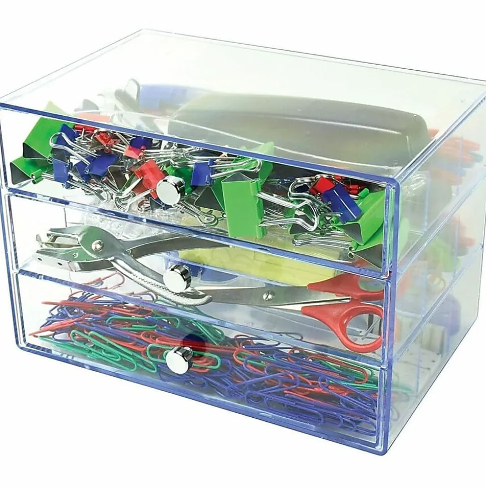 Deflecto Stackable Drawer Organizer, 6-13/16"H x 12-1/2"W x 12-1/2"D, Clear