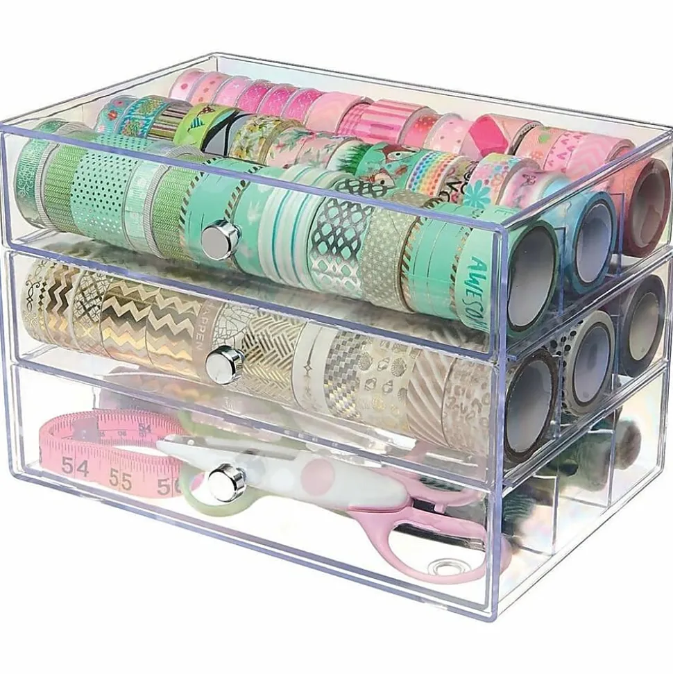 Deflecto Stackable Drawer Organizer, 6-13/16"H x 12-1/2"W x 12-1/2"D, Clear