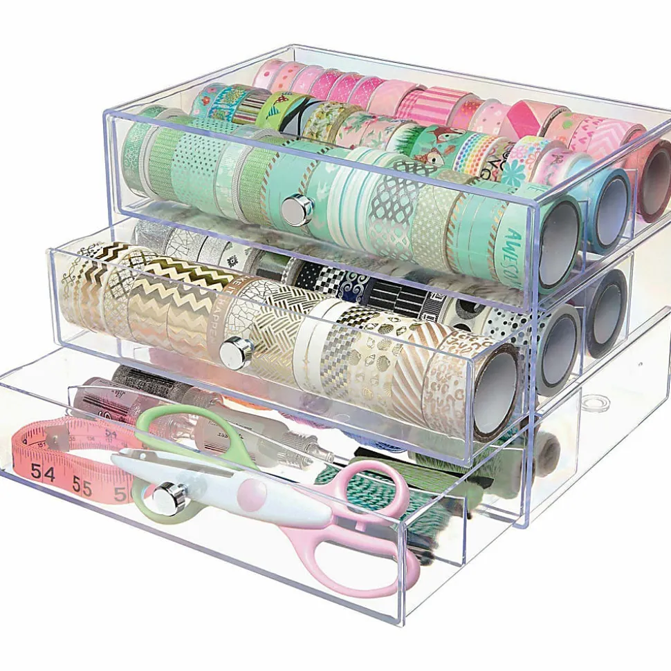 Deflecto Stackable Drawer Organizer, 6-13/16"H x 12-1/2"W x 12-1/2"D, Clear