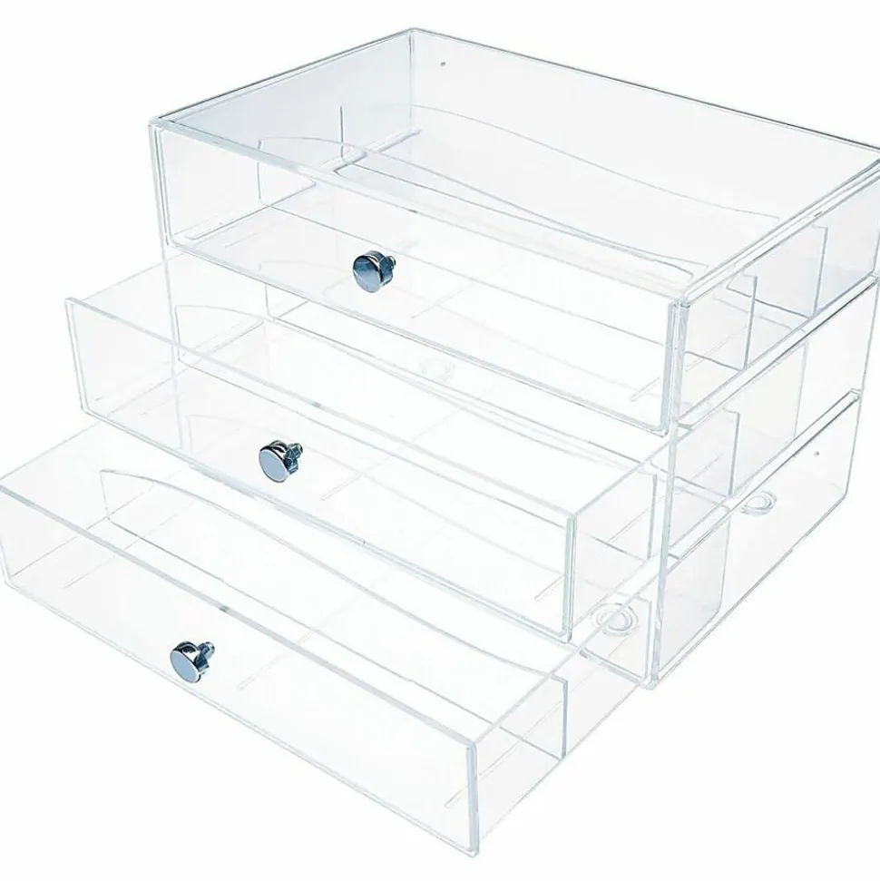 Deflecto Stackable Drawer Organizer, 6-13/16"H x 12-1/2"W x 12-1/2"D, Clear