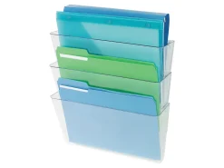 Deflecto Stackable Wall Pocket File, 3 Pack, Clear