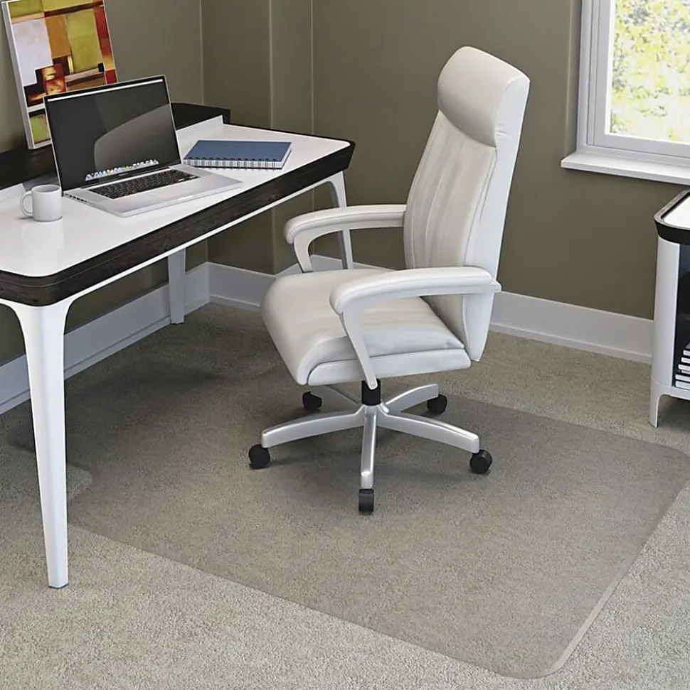 Deflecto® SuperMat Chair Mat For Medium Pile Carpet, Beveled Lip, 45"W x 53"D, Clear