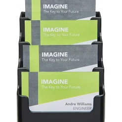Deflecto® 4-Tier Business Card Holder, 3.5" x 3.9" x 4.1", Black