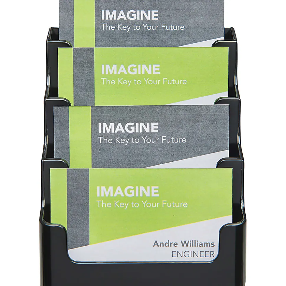 Deflecto® 4-Tier Business Card Holder, 3.5" x 3.9" x 4.1", Black