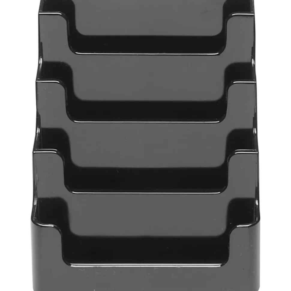 Deflecto® 4-Tier Business Card Holder, 3.5" x 3.9" x 4.1", Black