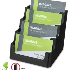 Deflecto® 4-Tier Business Card Holder, 3.5
