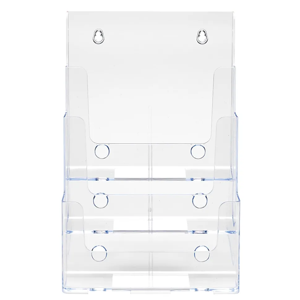 Deflecto 3-Tier Magazine Literature Holder, 12 5/8"H x 9 1/2"W x 6 1/4"D, Clear