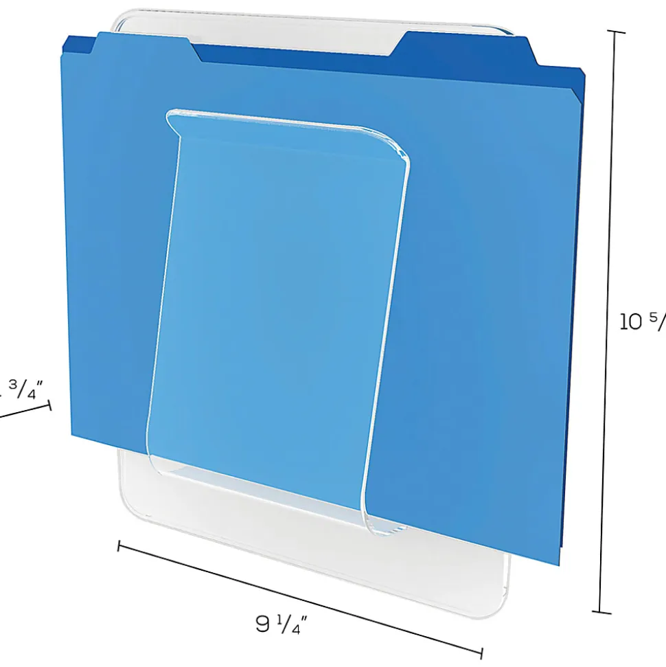 Deflecto Wall Mount File And Chart Holder, 1 Compartment, 10" x 2" x 10 1/2", Clear