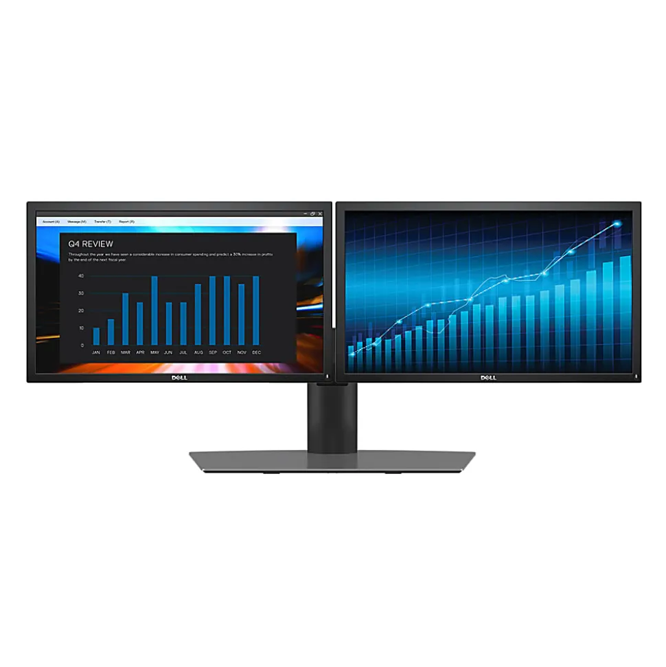 Dell 23" FHD IPS Monitors And Dual Monitor Stand, 3 Piece Bundle