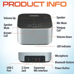Delton C9270 Conference Speaker And Microphone With Bluetooth And USB-C Connectivity, Black