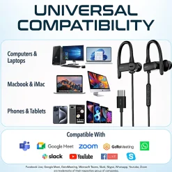 Delton 24EC USB Type-C Stereo Earbuds, Black