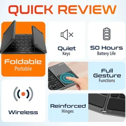Delton F75 Small Wireless Foldable Portable Keyboard And Touchpad, Black