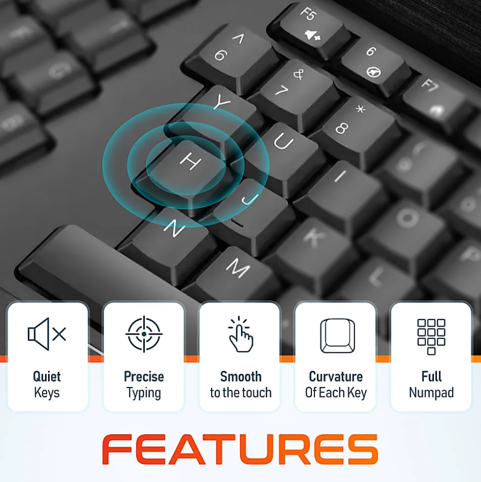 Delton G20 Ergonomic Wireless Keyboard And Mouse Combo, Black