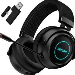 Delton G520 Wireless Noise Canceling Over Ear Stereo Gaming Headset, Black, DBHG520