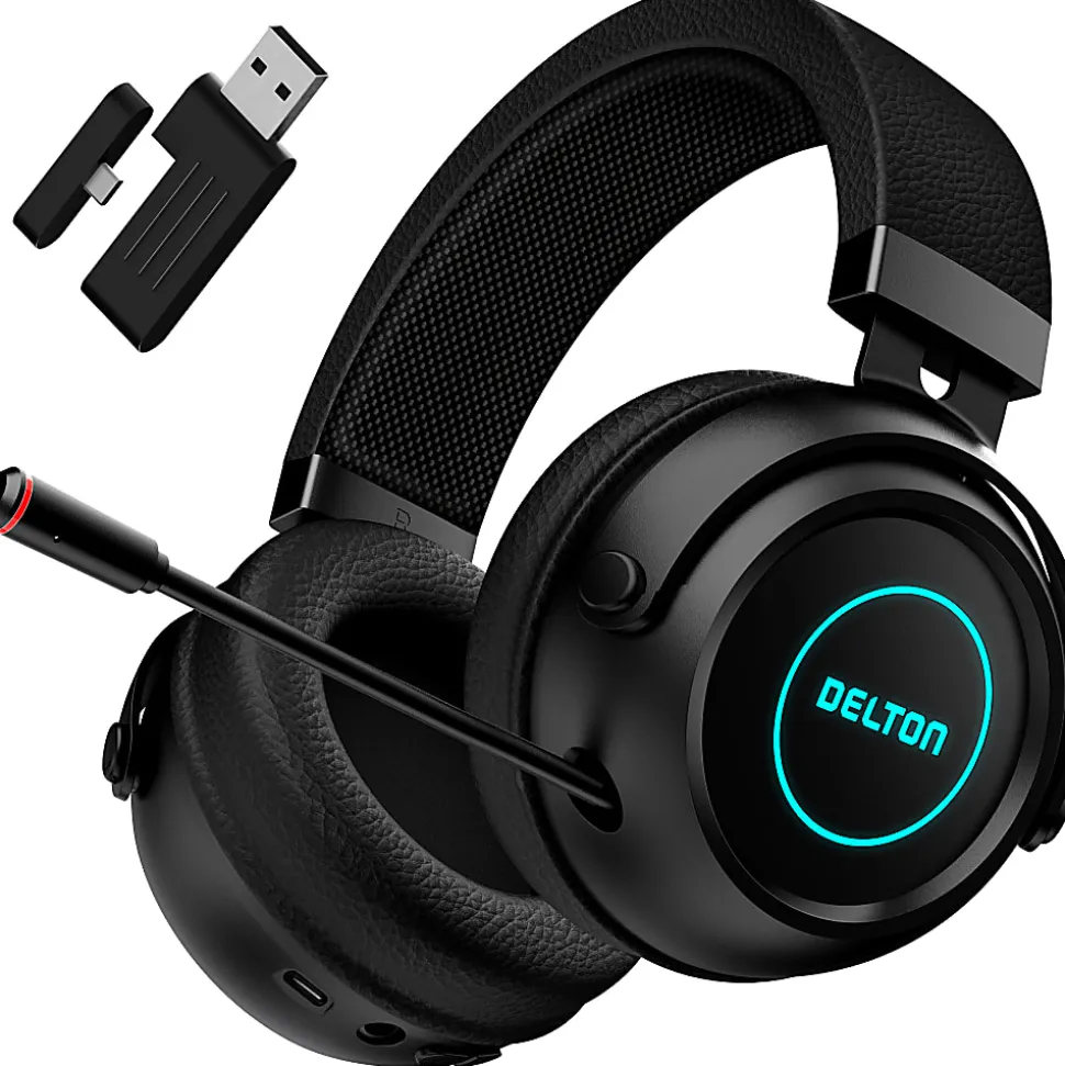 Delton G520 Wireless Noise Canceling Over Ear Stereo Gaming Headset, Black, DBHG520