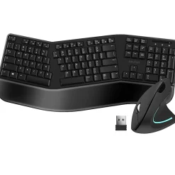 Delton KB200 And S12 Ergonomic Computer Keyboard And Optical Mouse Combo, Black