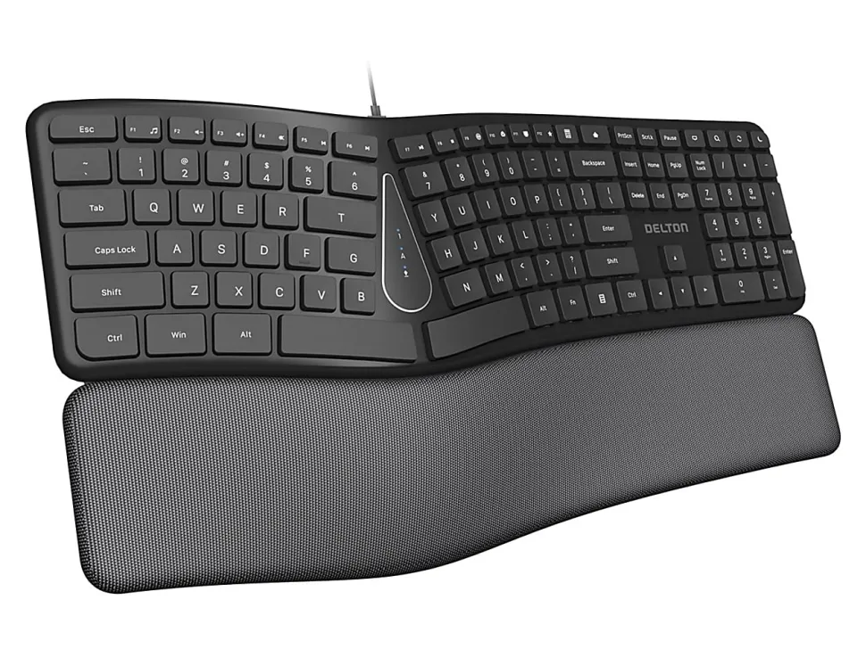 Delton KB250 Ergonomic Wired Keyboard, Black