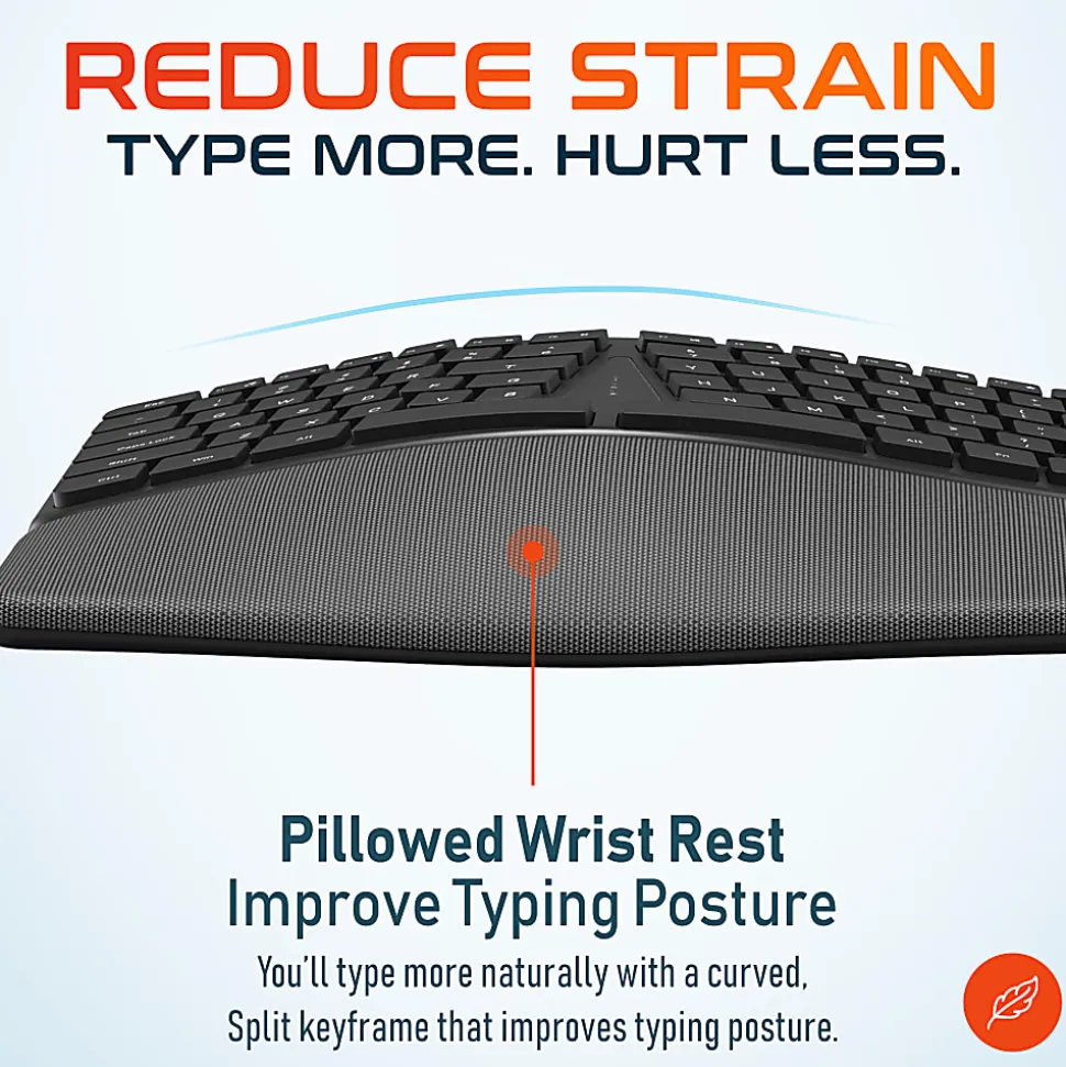 Delton KB250 Ergonomic Wired Keyboard, Black