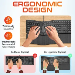 Delton KB250 Ergonomic Wired Keyboard, Black
