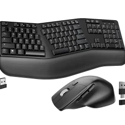 Delton KB200 & S18 Ergonomic Wireless Battery Keyboard And Mouse Set, Black, Total Qty 1